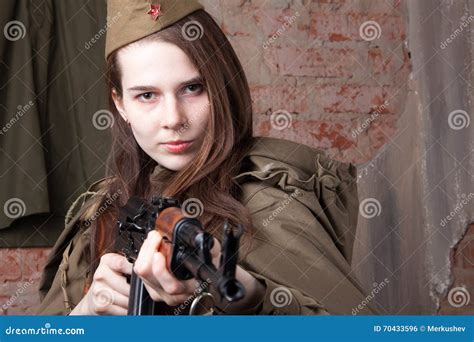 Woman In Russian Military Uniform With Camera Female War Correspondent