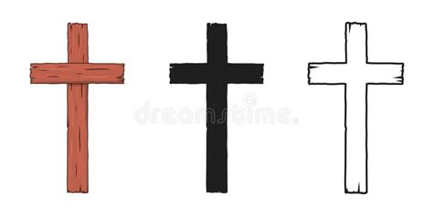 Set Of Wooden Christian Crosses Religious Symbol Of Faith In Jesus
