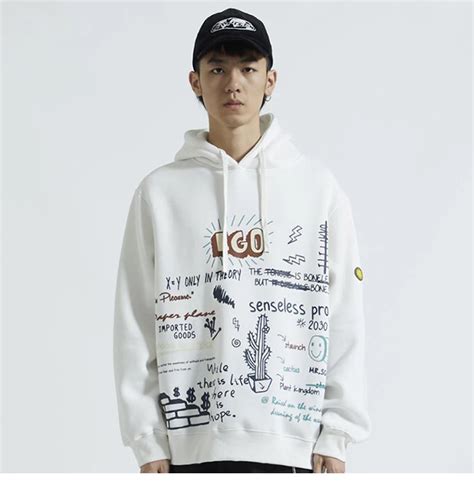 Harajuku Graffiti Hoodie Sweatshirt Men Hip Hop Hipster Print A31w2087【2020】