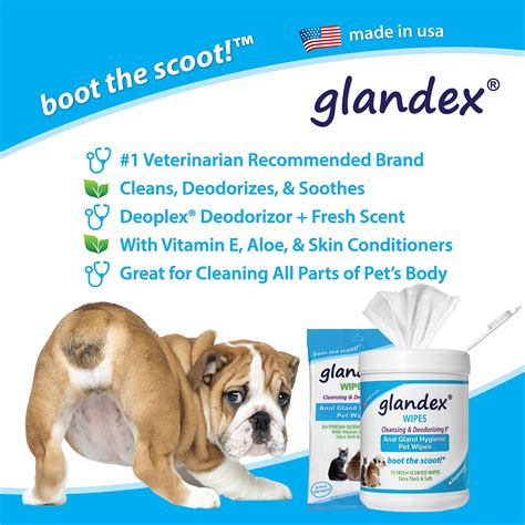 Glandex Pet Wipes Count Fresh Scent Cleansing Deodorizing Anal