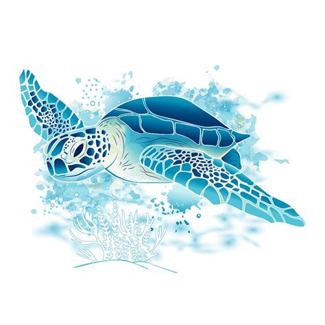 Sea Turtle Blue Digital Art By Serena King Fine Art America
