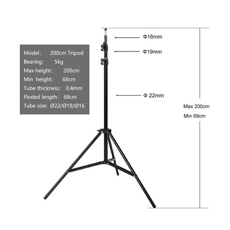 Gmm 200cm Height Flexible Tripod Stand For Light Camera Device Meter