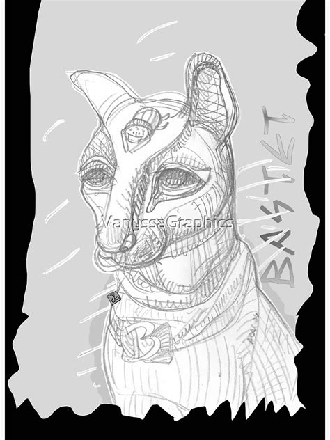 Egyptian Cat Goddess Bastet Drawing By Alicecci Poster For Sale By