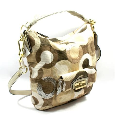 Coach Kristin Graphic Opt Art Hobo Bag Crossbody Bag Khaki Multi