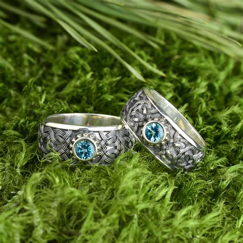 unique promise rings for couples matching rings with blue etsy