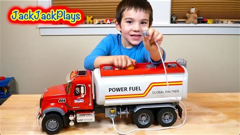 Fuel Truck Surprise Toy Unboxing Bruder Trucks Pretend Play For Kids