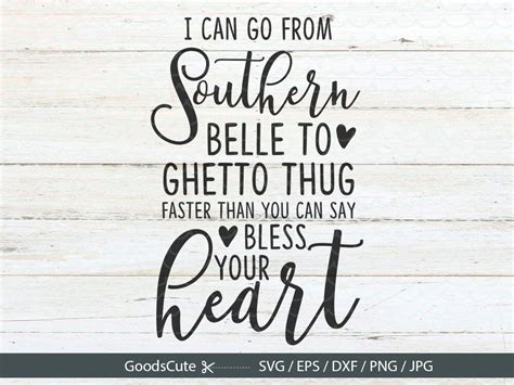 sassy svg funny southern svg files southern belle to thug etsy