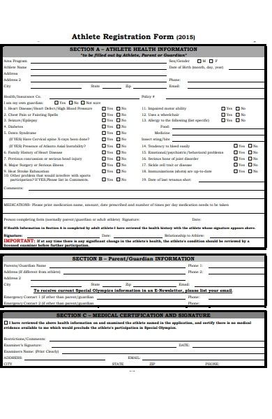 Free 51 Athlete Forms In Pdf Ms Word