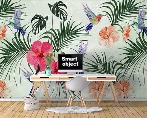 Beibehang Nordic Hand Painted Watercolor Tropical Leaves Flowers And