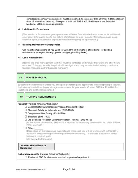 Standard Operating Procedure Template In Word And Pdf Formats Page 5 Of 6