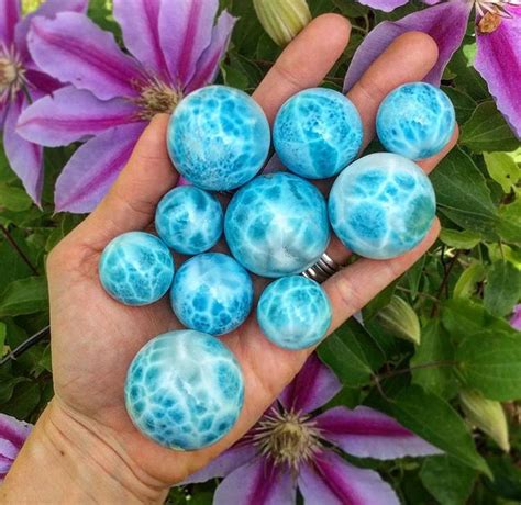 Beautiful Larimar Crystal Spheres Scry Yourself To The Dominican Republic Minerals And