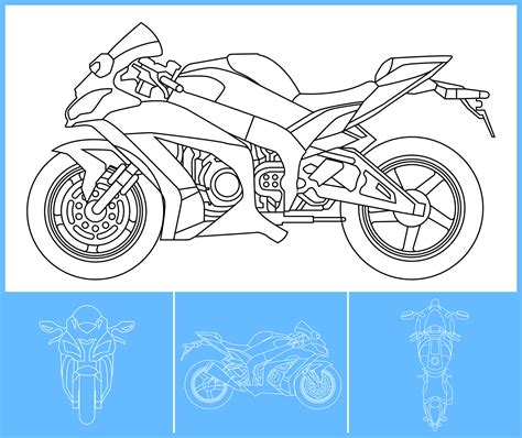 Speed Motorcycle Template Transportation Outline Stroke Template Blue