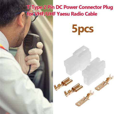 5pcs T Type 2 Pin Dc Power Connector Plug For Vhfuhf Yaesu Radio Cable