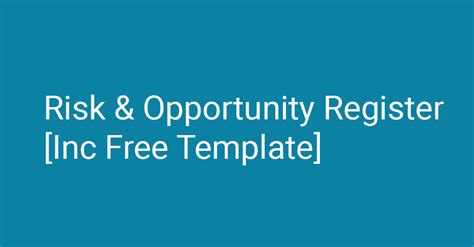 Apomatix Risk And Opportunity Register Free Template