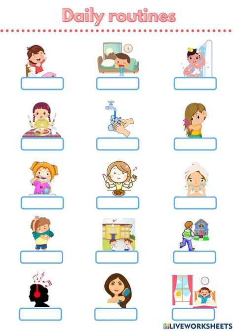 Daily Routine Activities Interactive Worksheet Daily Routine