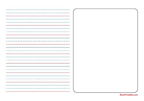 Printable Blue And Red Story Handwriting Paper 12 Inch Landscape For
