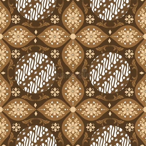 Beautiful Flower Motifs On Parang Batik Design With Elegant Mocca Brown