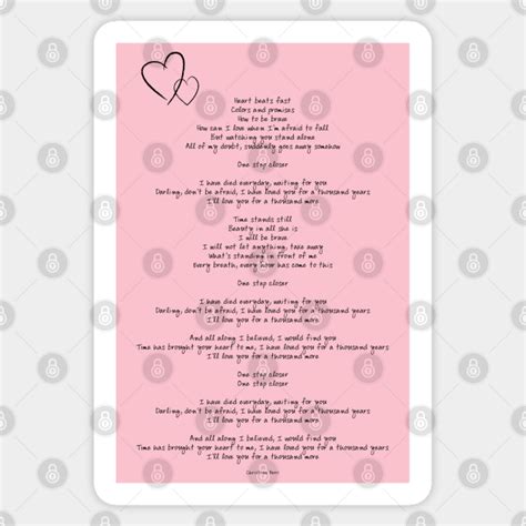 Christina Perri A Thousand Years Lyrics Lyrics Sticker Teepublic