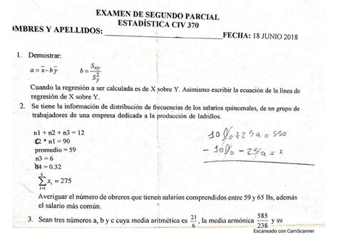 Examen Parcial De Estadística Ccingenieriacc Udocz
