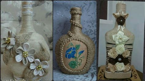 These glass bottles can be customized in different designs and patterns by exploring your imagination power. New Jute Craft Bottle Decoration Ideas. - YouTube
