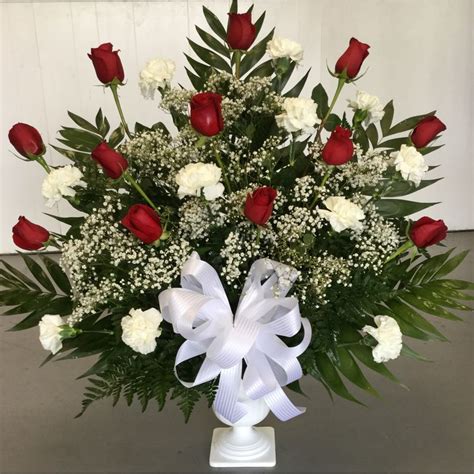 Maybe you would like to learn more about one of these? Red Roses & White Carnations Funeral Arrangement Gloria's ...
