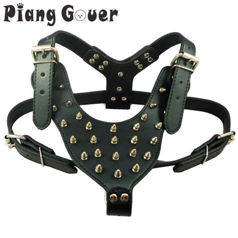 Large Dog Rivets Spiked Pu Leather Dog Harness For Pitbull Large Dogs