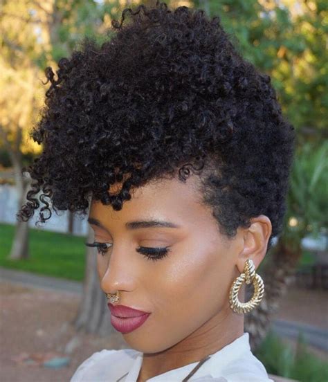 Short Curly Black Hairstyle With Bangs Tapered Natural Hair Natural