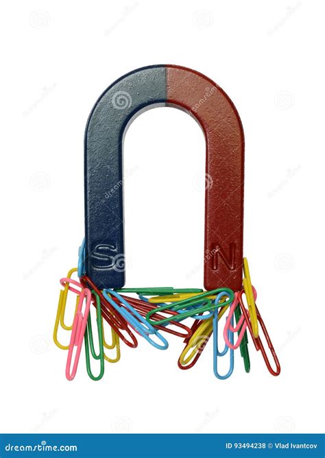 Magnet And Paper Clips Stock Photo Image Of Magnetic 93494238
