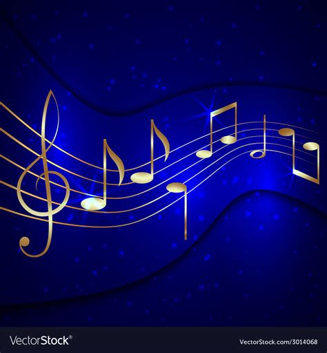Abstract Blue Musical Background With Golden Notes