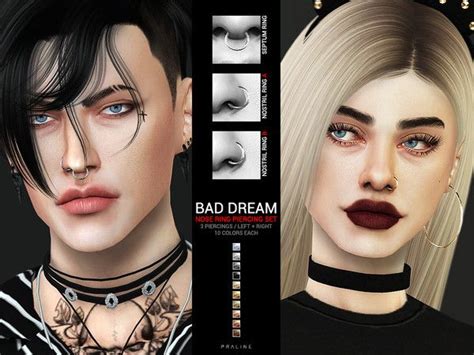Pralinesims Bad Dream Nose Ring Piercing Set Sims 4
