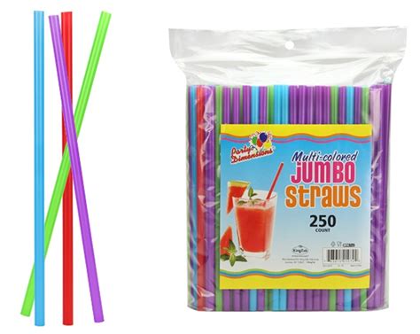 Multi Colored Jumbo Straws 250 Packs Party Dimensions