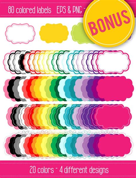 Summer Clipart Bundle 126 Cliparts Colored Labels Clip Art Summer