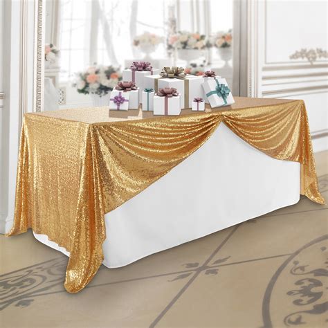 Lanns Linens 60 X 102 Gold Sequin Tablecloth Sparkly Rectangle