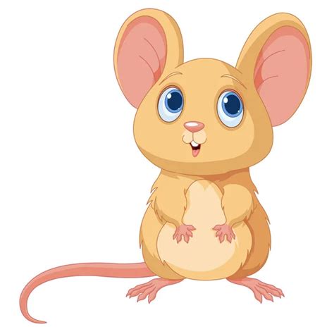Cute Little Mouse Cartoon Isolated On White Background — Stock Vector