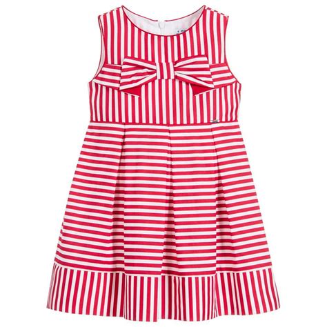 Mayoral Girls Red Striped Dress At Red Striped