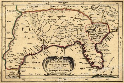 La Floride Florida 1657 Historic Old Map 16x24 Ebay