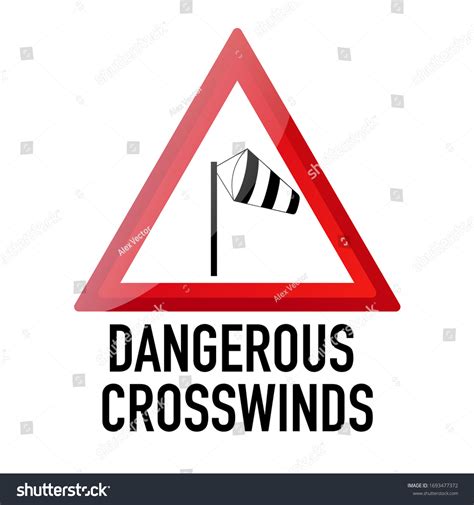 Dangerous Crosswinds Information Warning Road Traffic เวกเตอร์สต็อก
