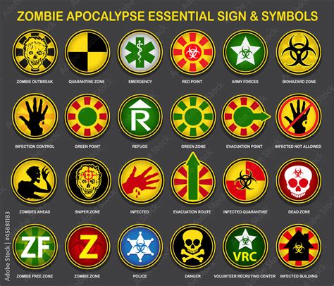 Zombie Apocalypse Essential Signs And Symbols Stock Vector Adobe Stock