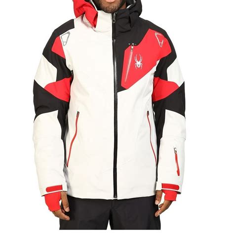 Spyder Leader New White Black Red Mens Size Xl Full Zip Ski Jacket