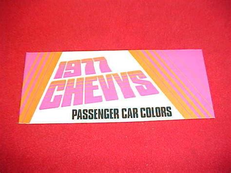 Purchase 1977 Original Chevrolet Camaro Nova Monza Chevelle Color Chart