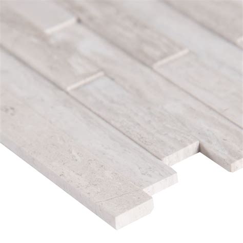White Quarry Interlocking 3d Peel And Stick Wall Tile Stacked Stone