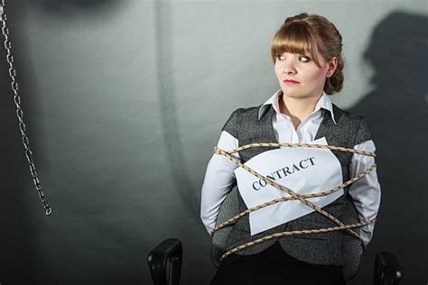 Angry Businesswoman Tied Up In Rope Stock Photos Pictures And Royalty