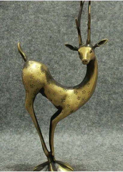 Ym 320 11 Chinese Bronze Collect Wealth Animals Deer Brass Spotted