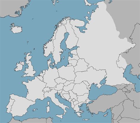 Blank Europe Blue Sea Europe Map Map Europe
