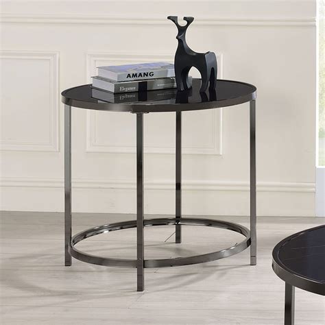 Rayne Faux Black Marble Top Round End Table By Steve Silver Furniture