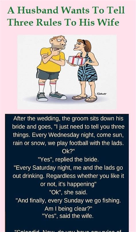 husband tell three rules for wife husband jokes wife jokes funny marriage jokes