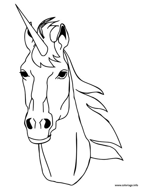 Coloriage Tete De Licorne Realiste Dessin Licorne à imprimer