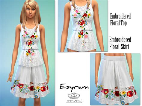 The Sims Resource Embroidered Floral Set