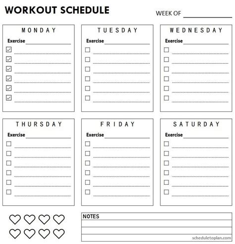 First day is push day which focuses on planche skill including. Printable Workout Schedule Template Free - Exercise Log ...
