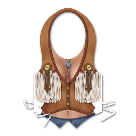 Club Pack Of 48 Brown Cowgirl Vest With Fringe Women Adult Halloween Costume Accessories One